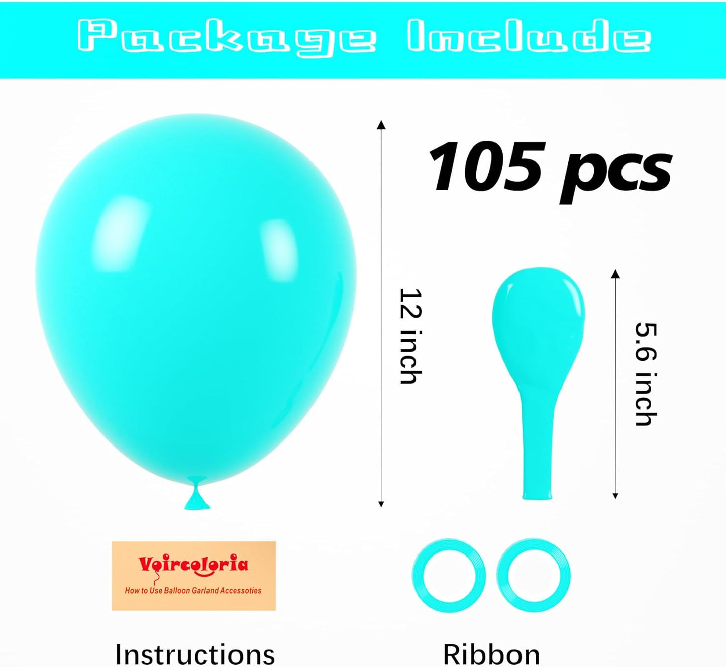 105pcs Teal Balloons 12inch Party Latex Balloons for Boys Girls Birthday Baby Shower Gender Reveal Wedding Sunflower Party Decorations