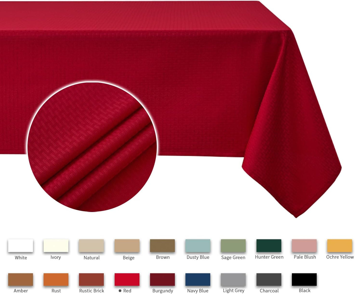 maxmill Christmas Tablecloth Stain Resistant Waterproof Wrinkle Resistant Spillproof Washable Weaved Texture Table Cloth for Dining Room, Holiday Dinner, Rectangle 60 x 140 Inch, Red