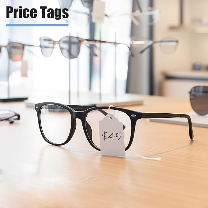Price Tags with String Attached, 1000pcs White Matte Surface Marking Merchandise Strung Tags Writable Label Small Hang Tag for Pricing Gift Jewelry Clothing Yard Sale Garage Supplies 1.75 x 1.093 inch