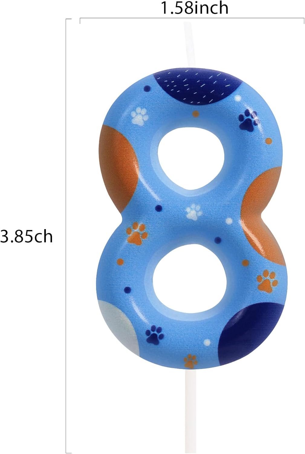 Blue Dog Paw Birthday Candles, Number 8 Paw Print Birthday Party Supplies, 2.76 inch Paw Cake Topper Decorations, Birthday Decorations (Number 8)