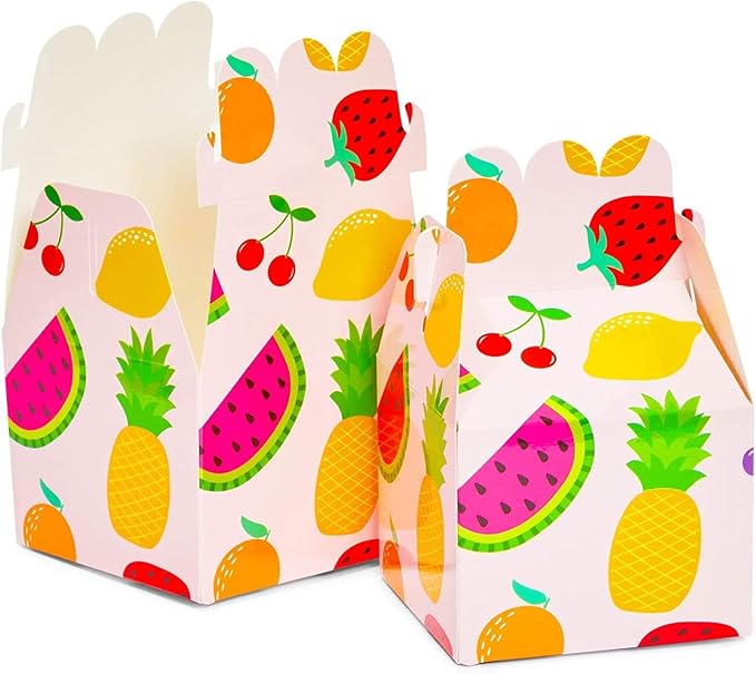 Sparkle and Bash Tutti Frutti Treat Boxes - 3.5 x 2.75 In, 36 Count, Assorted Colors - Fruit Party Favor Boxes for Tutti Frutti Birthday Favors