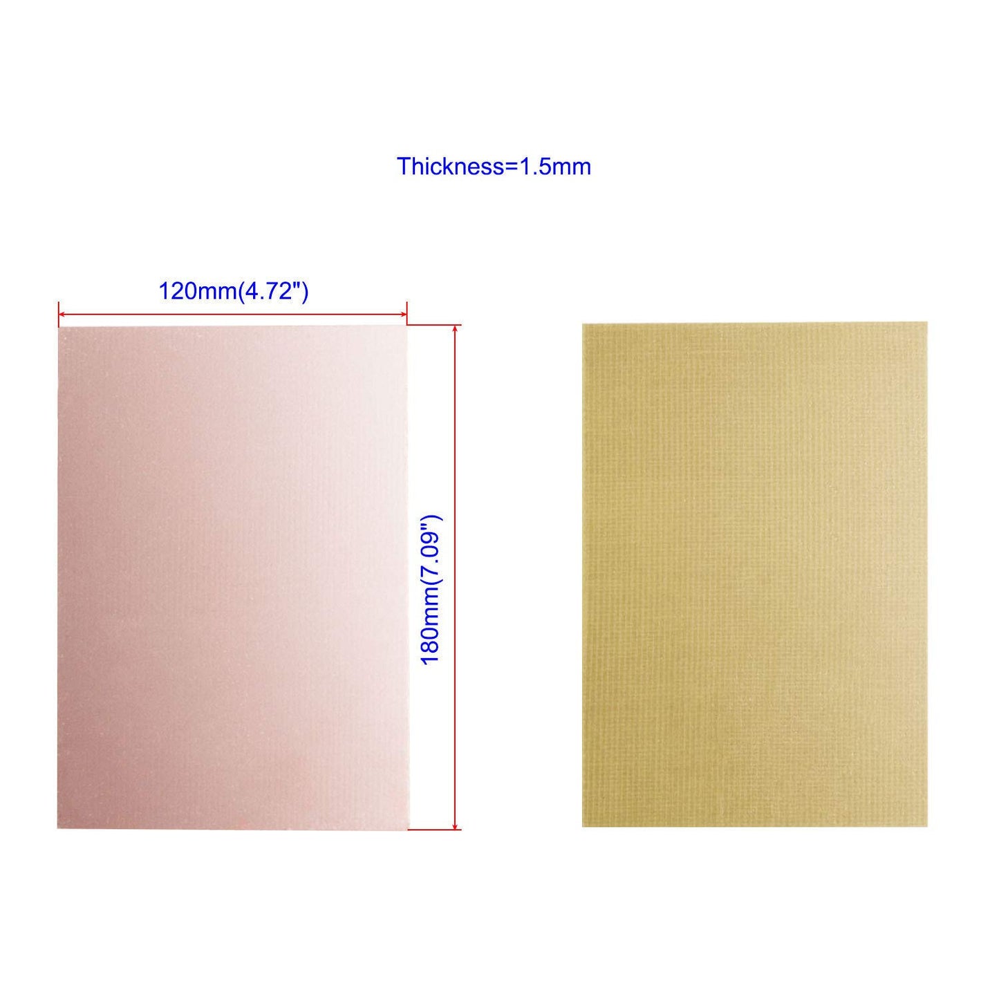 Aoje-Link Single Side Copper Clad PCB Laminate Circuit Board, FR-4 Glass Fiber, 180 x 120 x 1.5mm, 5pcs