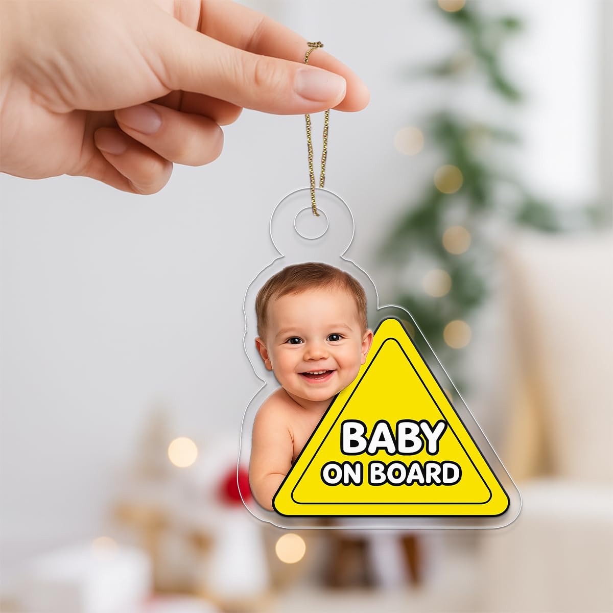 Custom Photo Baby On Board Ornament, Personalized Baby Picture Christmas Ornament, Baby’s First Christmas Keepsake, Holiday Decoration Gift Acrylic Ornament – Personalized