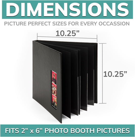 PBF (10 Pack) Photo Booth Album, Guest Book with 2x6 Clear Picture Inserts, Black Cover with Plastic Sleeves & Black Pages, Scrapbook Album for Photo Strips, Memory Book, Wedding, and Baby Showers