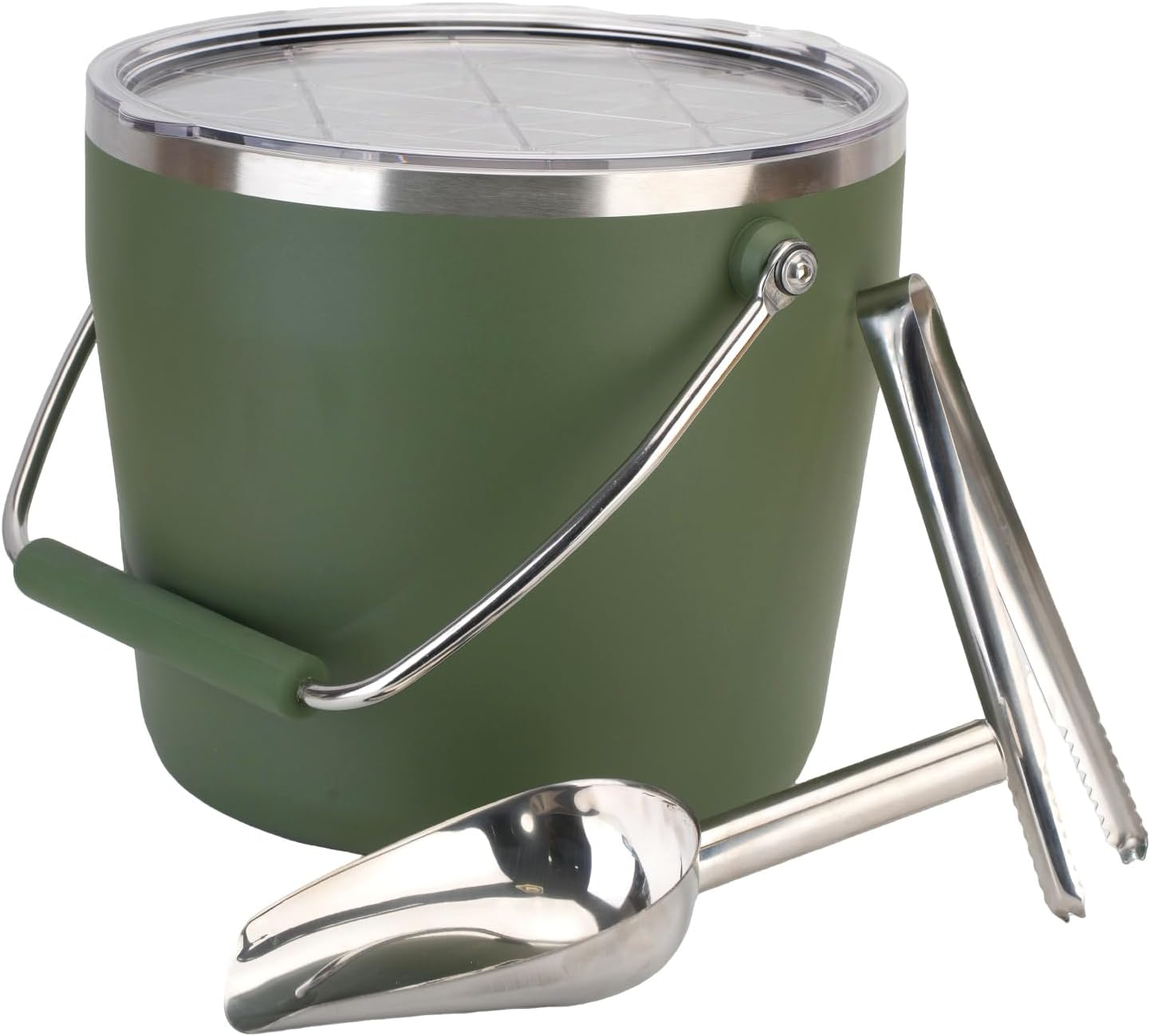7L Beverage & Ice Bucket with Lid, Stainless Steel, Includes Scoop & Tongs, Holds 6 Beer Bottles or 3 Wine Bottles, Keeps Drinks Cold for Hours, Easy Carry Handle for Parties & Outdoor