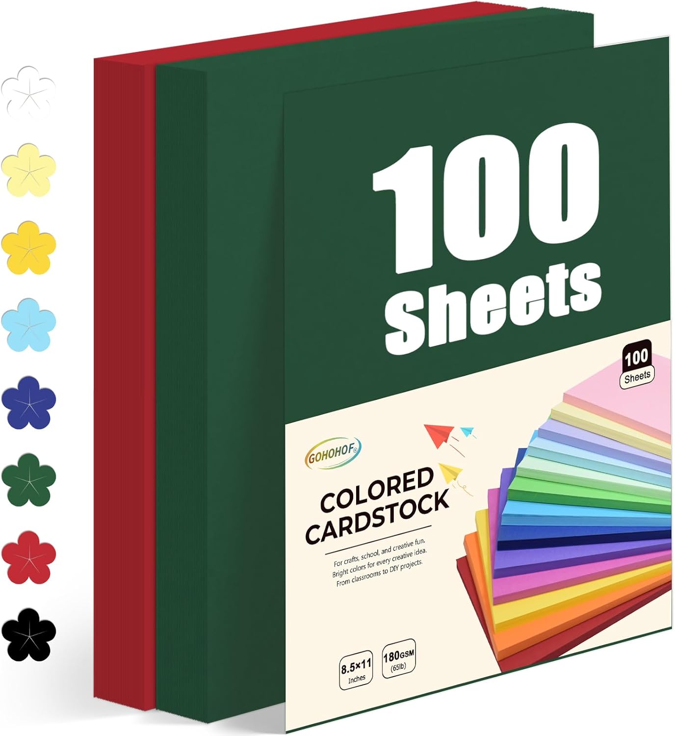 100 Sheets Christmas Cardstock paper 8.5 x 11, Red & Green Cardstock Printer Paper 65 lb/180 gsm, Card Stock Paper for Holiday Cards, Invitations, Scrapbooking & DIY Projects