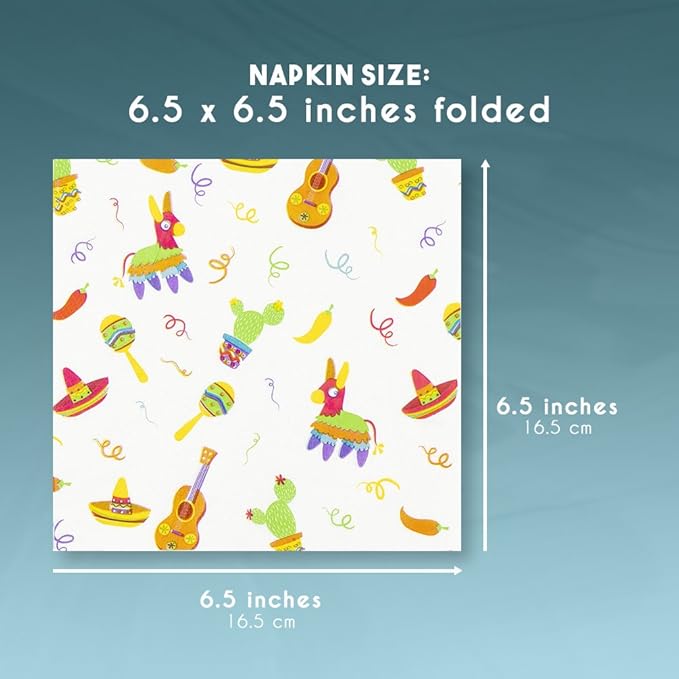 150 Pack Fiesta Napkins for Cinco de Mayo, Mexican Party Decorations (White, 6.5 In)