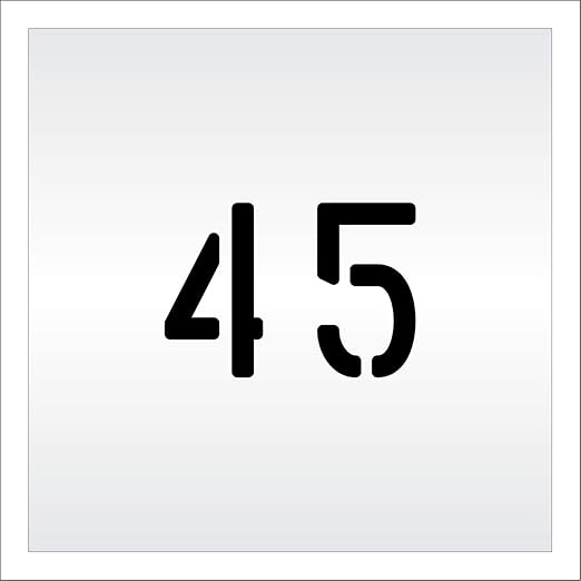 Pavement, Curb, and WheelStop Stencils - 4 inch Double Number Stencil - (45) - 4" x 5.5" x 1/16" (63 mil) - Light-Duty