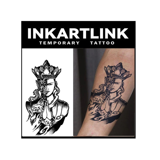 INKARTLINK Tattoo Tech,2 Sheets Extra-Large Semi Permanent Tattoo,Adult Art Design Temporary Tattoos, Lasst 1-2 Weeks, Waterproof, Realistic look (Good and Evil, Tang Monk Design?
