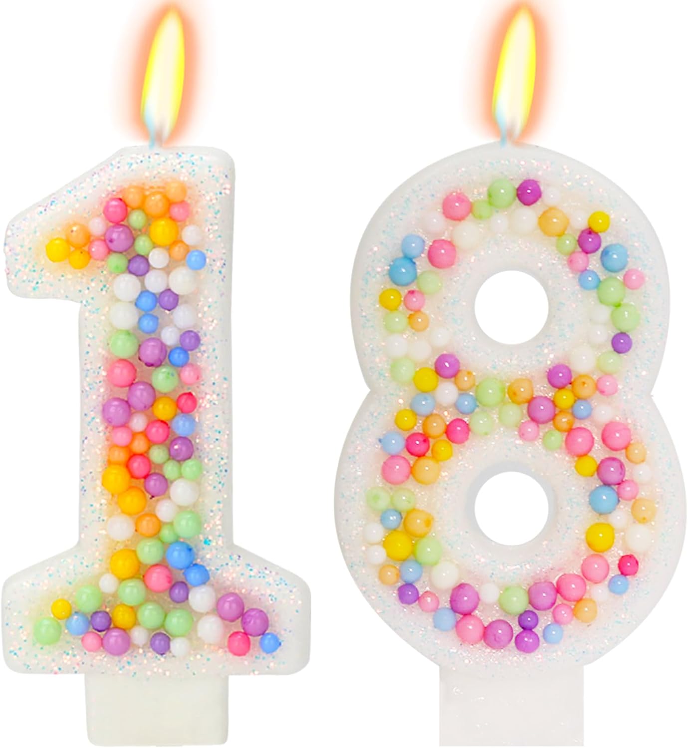 18th Birthday Candle for Cake, Colorful Macaron Numeral Candles for Boys/Girls, Theme Birthday Party Cake Decorations, Cake Topper for Birthday Party Supplies (Number 18)