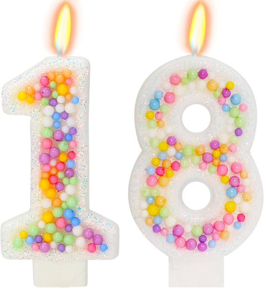 18th Birthday Candle for Cake, Colorful Macaron Numeral Candles for Boys/Girls, Theme Birthday Party Cake Decorations, Cake Topper for Birthday Party Supplies (Number 18)