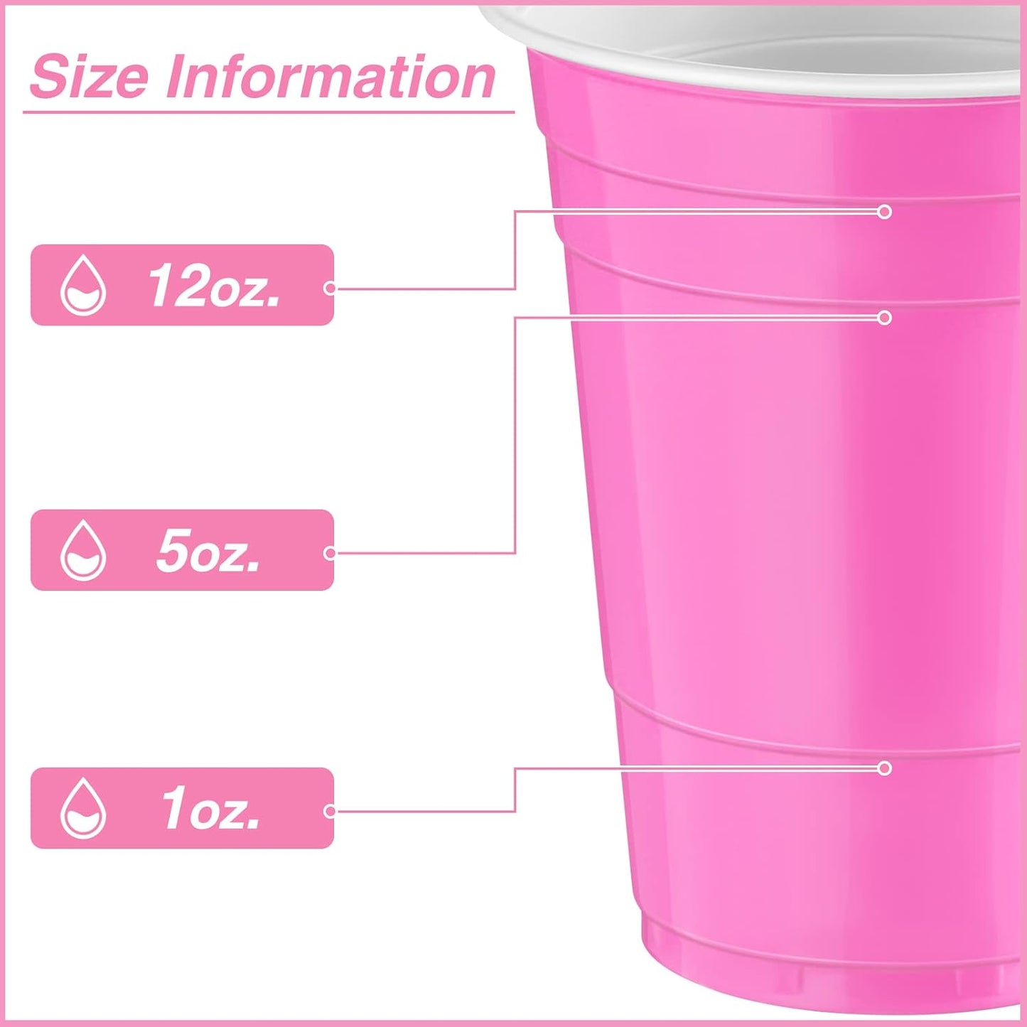 Lounsweer 100 Pack 16 Ounce Christmas Plastic Party Cups Disposable Heavy Duty Drinking Water Cups for Holiday Christmas Festival Wedding New Year Birthday Party Supplies(Pink)