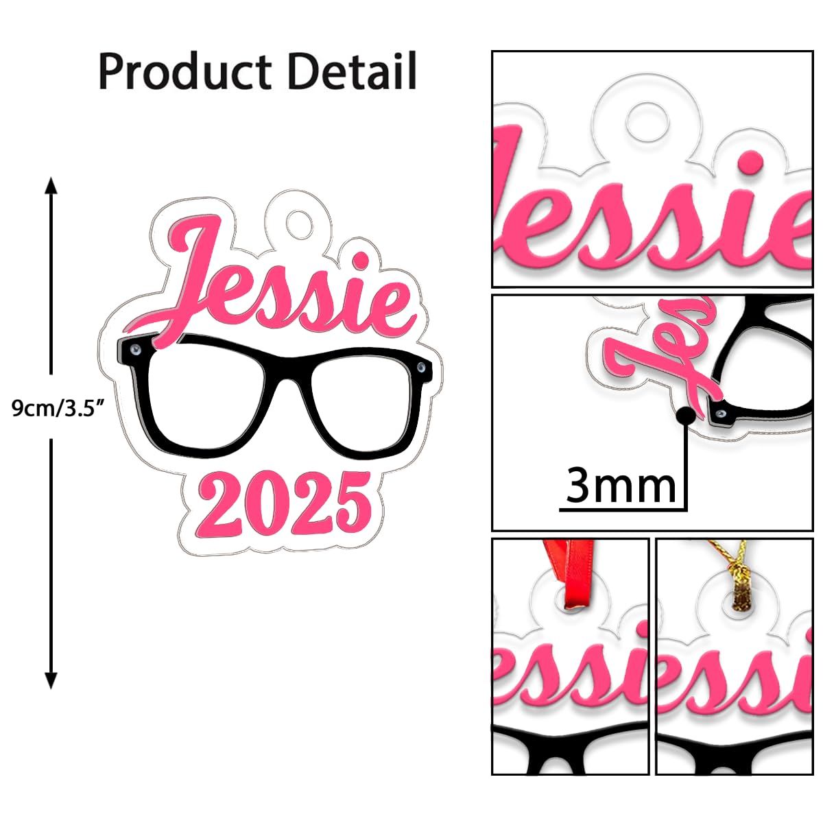 Custom Name With Glasses Ornament, Personalized Nerd Christmas Ornament, Gift For Her, Cute Book Lover Ornament, Holiday Decoration Acrylic Ornament – Personalized Christmas Tree