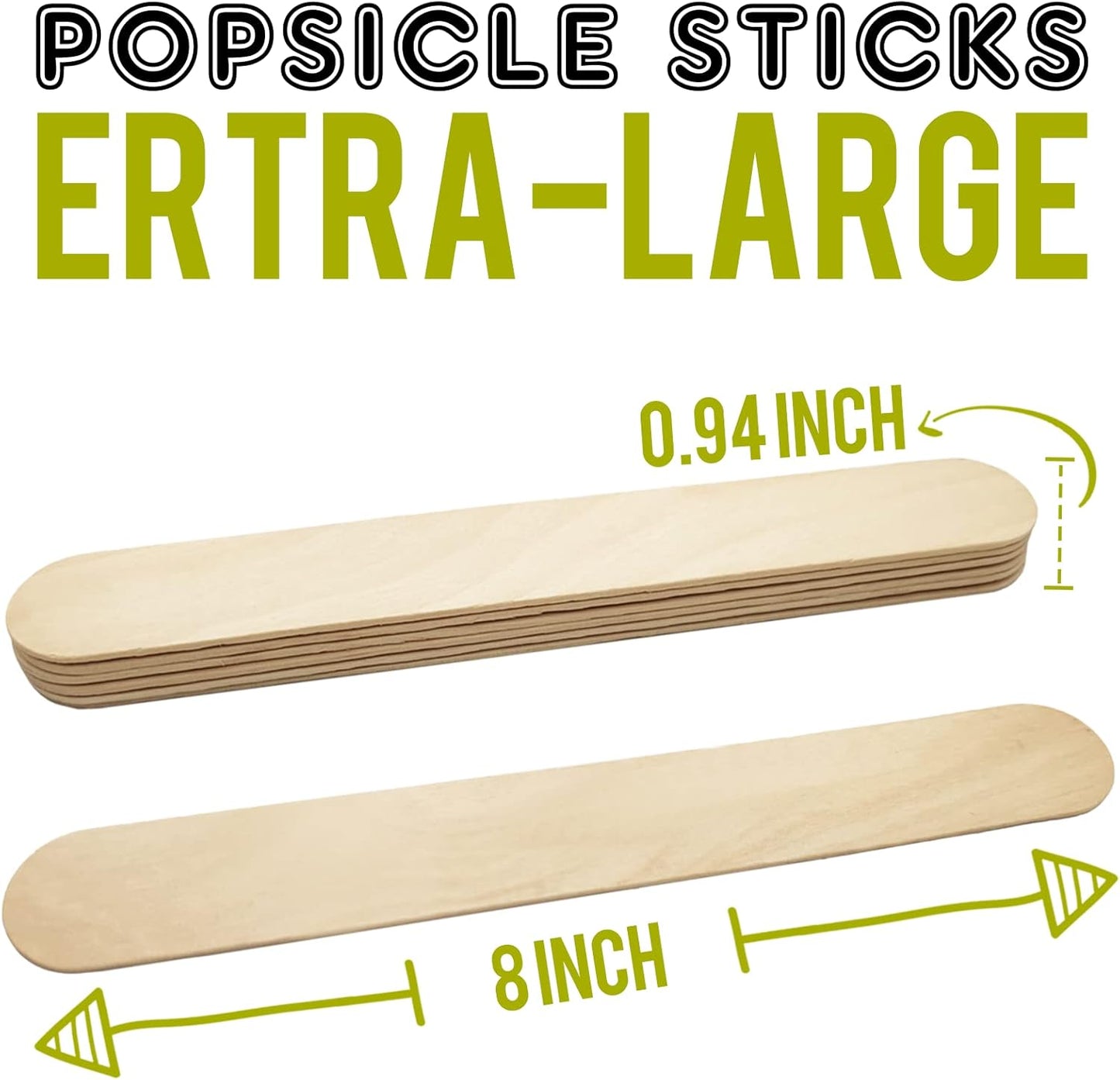 WISYOK 8'' Jumbo Craft Sticks, 60pcs Extra Large Natural Premium Wood, Ice Cream Sticks, Jumbo Sticks, Large Tongue Depressors, Plant Labels, Hair Removal and Waxing Supplies, Crafting