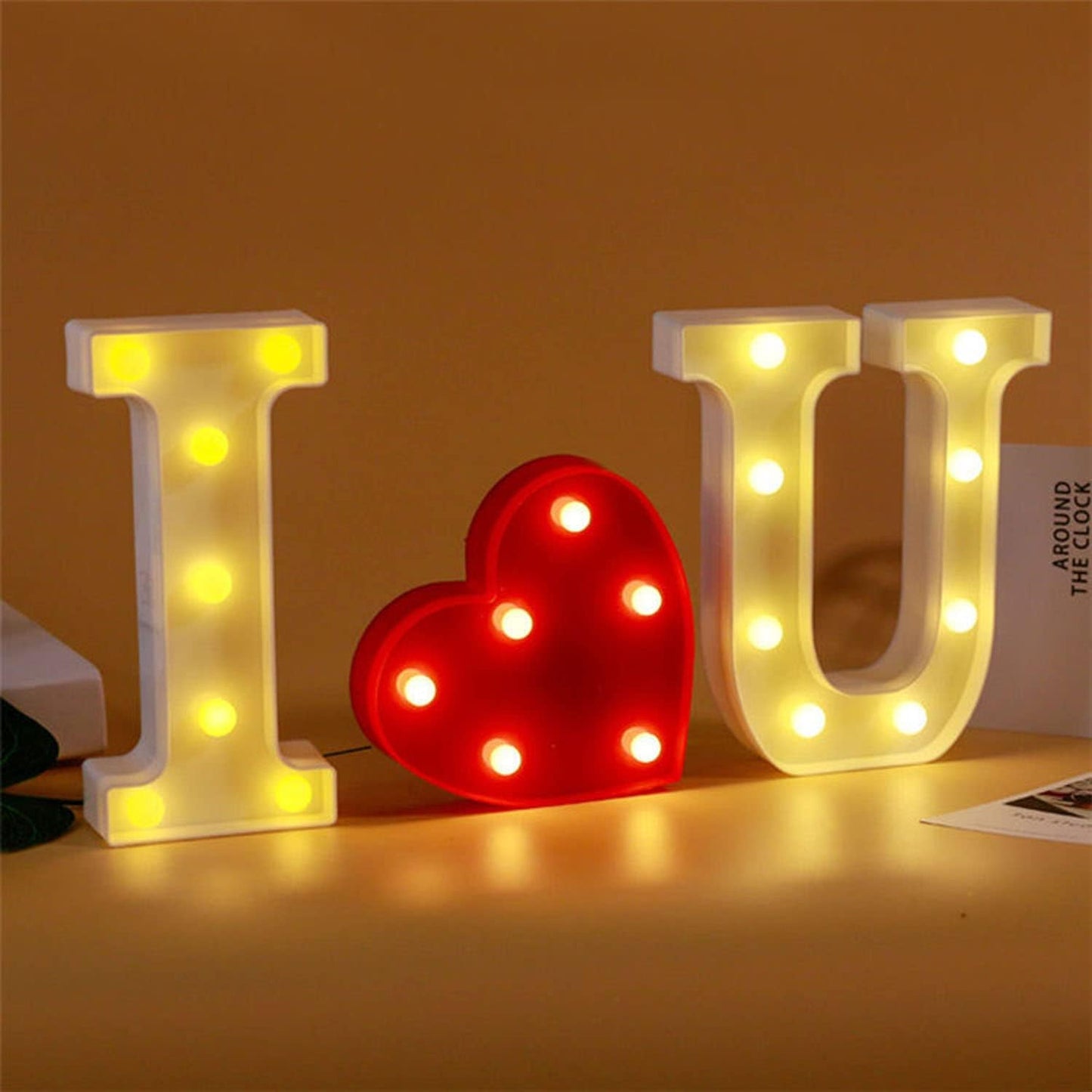 I Love YUO Sign Light, 3 LED I Love You Heart-Shaped Combination Luminous Letters, Valentine's Day Gift, Wedding Sign, Engagement Sign (IOU)