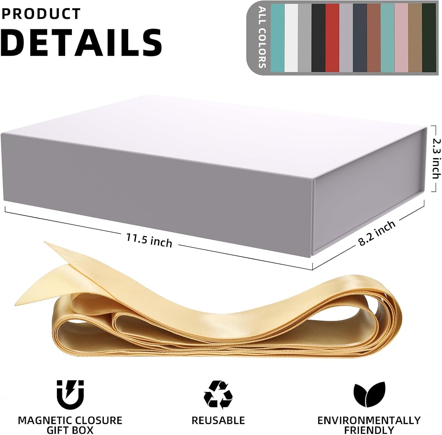 MOZRRO Gift Box 11.5 x 8.2 x 2.3 In Gift Boxes for Presents Magnetic Closure, Gift Boxes with Lids for Presents Birthday Luxury Jewelry T-shirts Gloves Scarves Books Clothes Gift Wrap