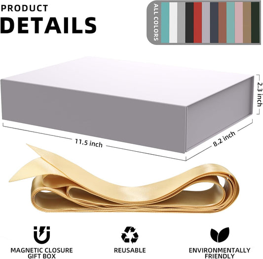 MOZRRO Gift Box 11.5 x 8.2 x 2.3 In Gift Boxes for Presents Magnetic Closure, Gift Boxes with Lids for Presents Birthday Luxury Jewelry T-shirts Gloves Scarves Books Clothes Gift Wrap