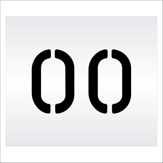 Pavement, Curb, and WheelStop Stencils - 6 inch Double Number Stencil - (00) - 6" x 9" x 1/8" (128 mil) - Pro-Grade