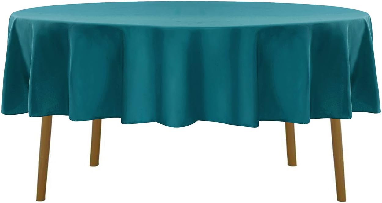 70 inch Round Tablecloth Washable Polyester Table Cloth Decorative Table Cover for Wedding Party Dining Banquet（70 inch,Teal）