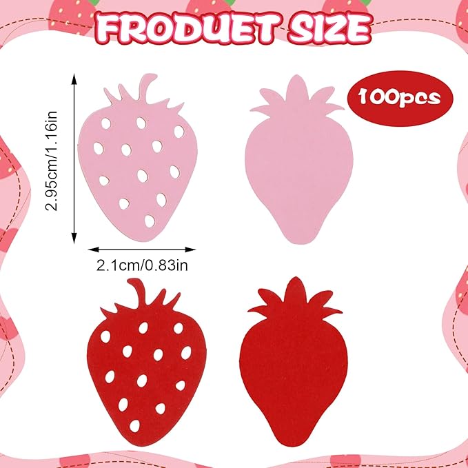300 Pcs Strawberry Confetti Red Pink Paper Berry Sweet Strawberry Themed Table Confetti, Table Decorations for Wedding Birthday Baby Shower