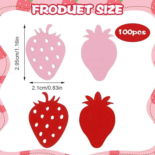 100 Pcs Strawberry Confetti Table Red Pink Paper Strawberry Themed Table Confetti, Berry Sweet Baby Shower Decorations for Wedding Birthday