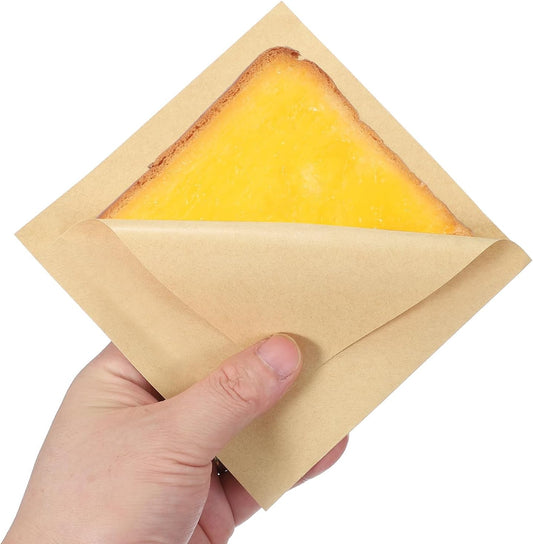 uxcell 200pcs Pastry Bags, 5.1 x 5.1 Inch Greaseproof Double Open Paper Wrappers Sandwich Bags for Donut Sandwich Pretzel Snacks Cookies, Kraft Paper
