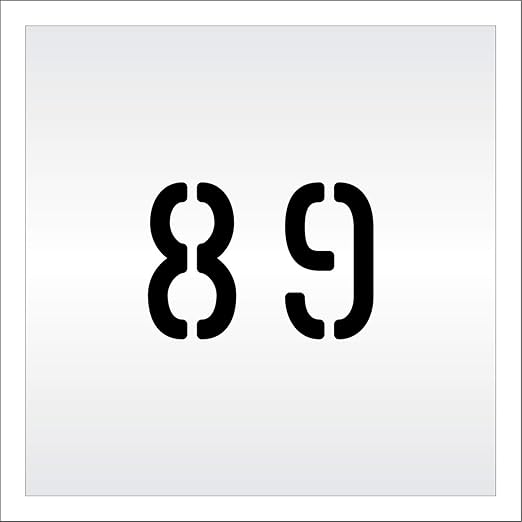 Pavement, Curb, and WheelStop Stencils - 4 inch Double Number Stencil - (89) - 4" x 5.5" x 1/16" (63 mil) - Light-Duty