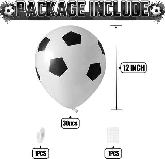 30pcs Soccer Balloon,Soccer Party Birthday Decorations,Football Balloon for Boys,12 Inch Black White Soccer Latex Balloons for Kids Football Sport Theme Party Decorations
