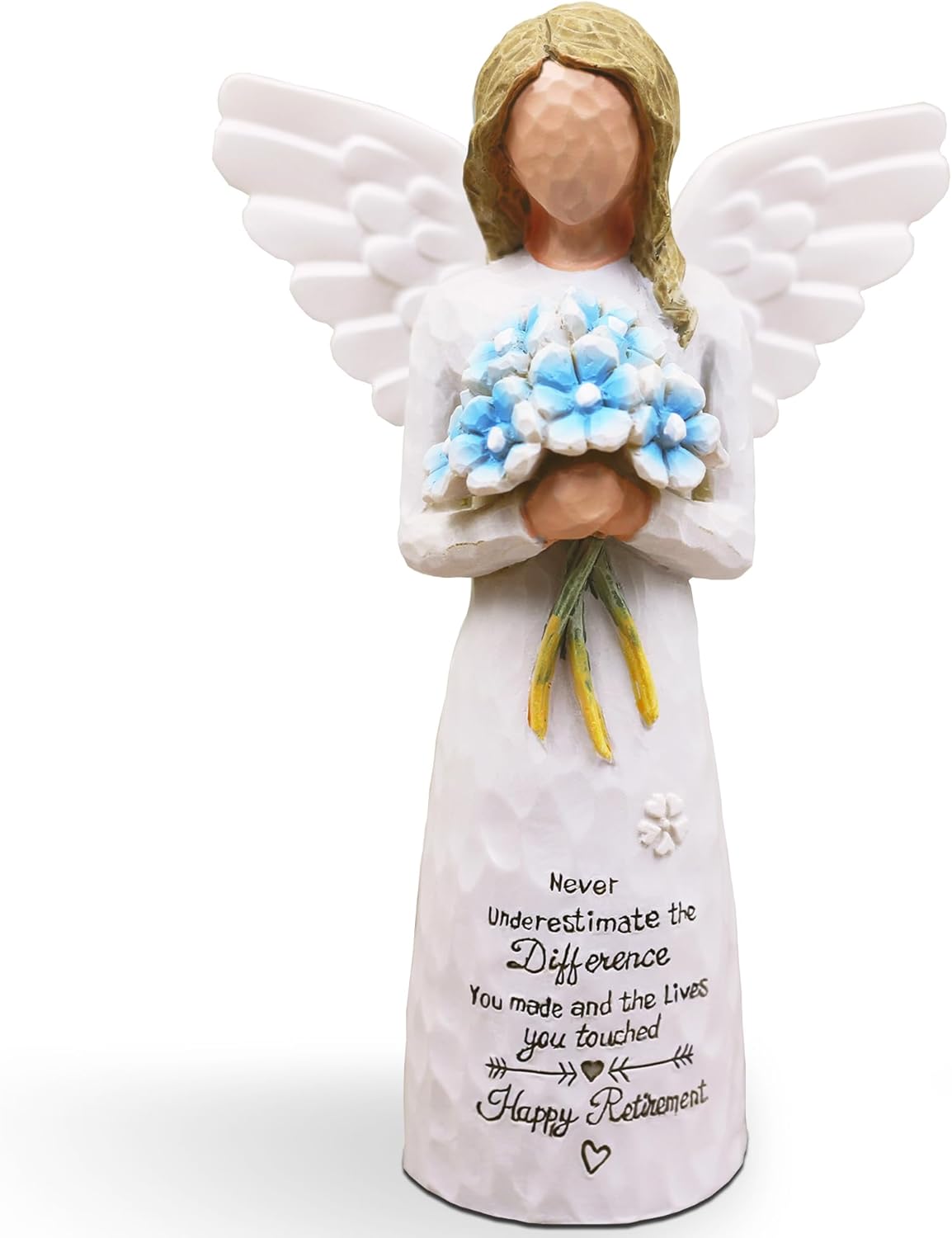 AUKEST Retirement Gifts for Women - Retirement Gift for Woman, Retirement Party Decorations, Retired Gifts for Women Coworkers Friends - 5.1” Angel Figurine (Blue)