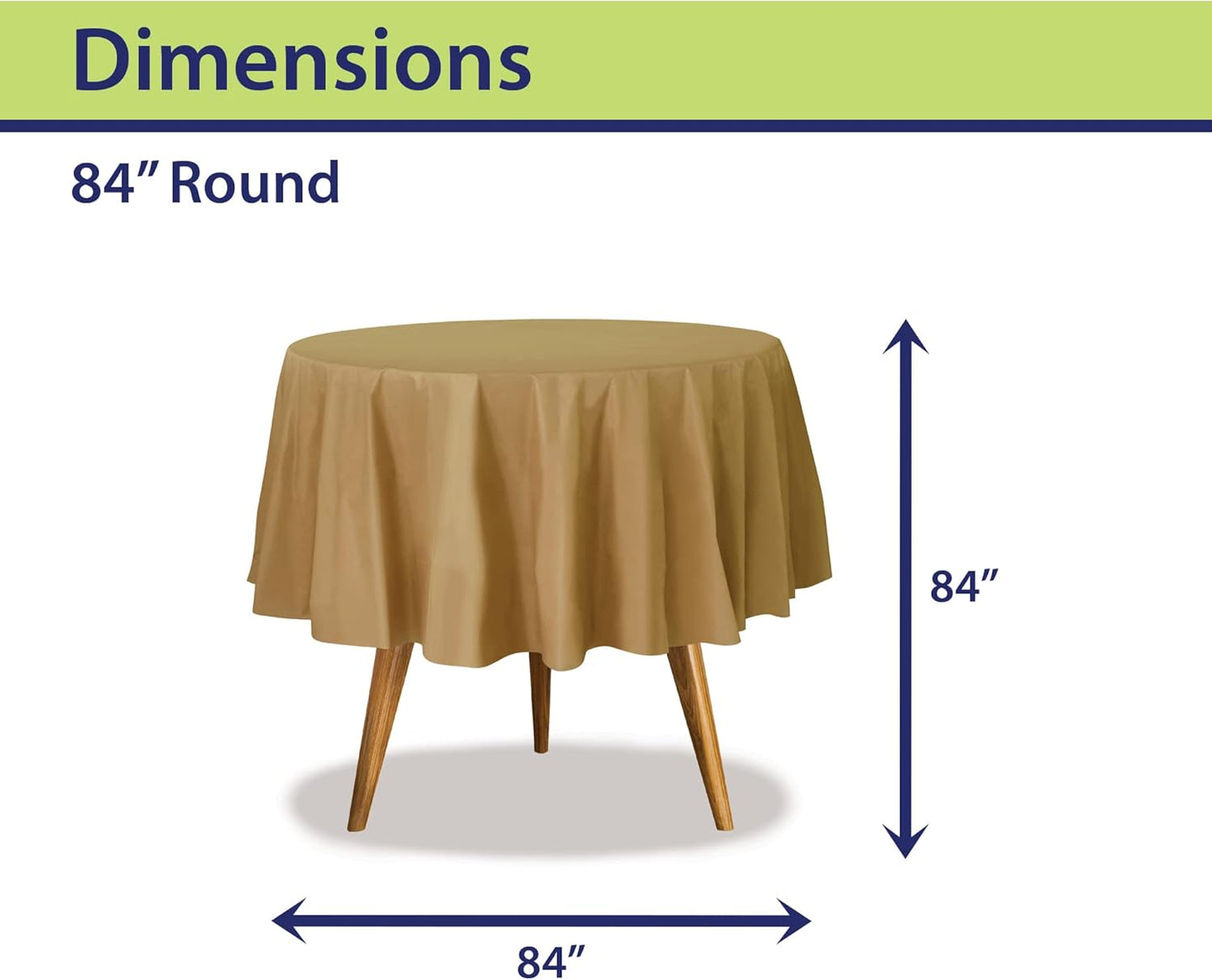Gold Disposable Plastic Tablecloth for Round Tables (36 Pack) Table Cloths for Parties, Events & Weddings, Indoors & Outdoors, 84 inches, Plastic Table Cover