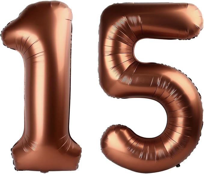 Dark Brown Number 15 Balloon 40 inch, Coffee Brown 15 Number Balloons, 15th Birthday Decorations, Chocolate 15 Year Old Girls Boys Dark Brown Party Supplies