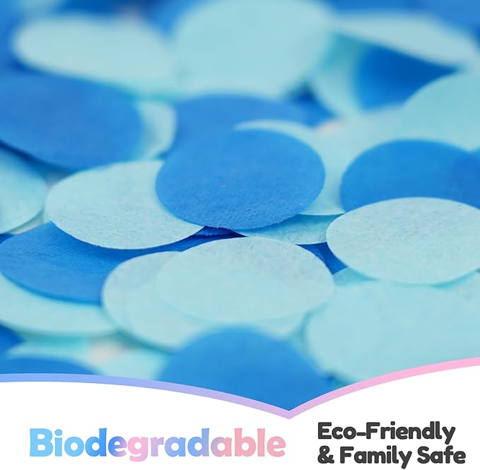 Gender Reveal Confetti Cannon - Biodegradable Powder & Confetti Poppers - Blue, 2 Pack - Baby Boy Gender Reveal Smoke Bombs - Powder Cannon Party Poppers Blue Party Supplies