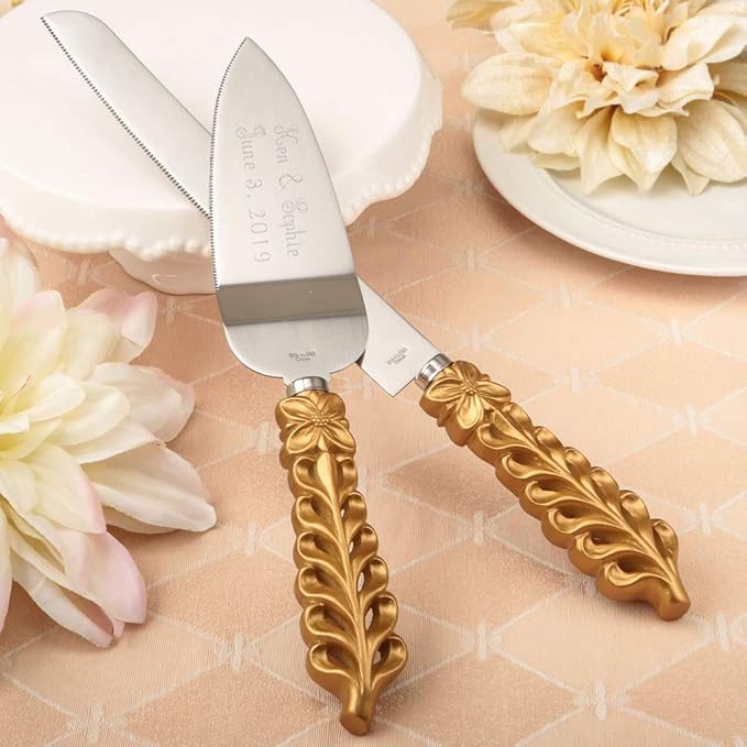 GIFTS INFINITY Personalized Wedding Cake Knife and Server Set with Engraving – Cake Cutting Utensil Set, Keepsake Gift for Wedding, Anniversary, Reception, Birthday & Other Occasions (2528)