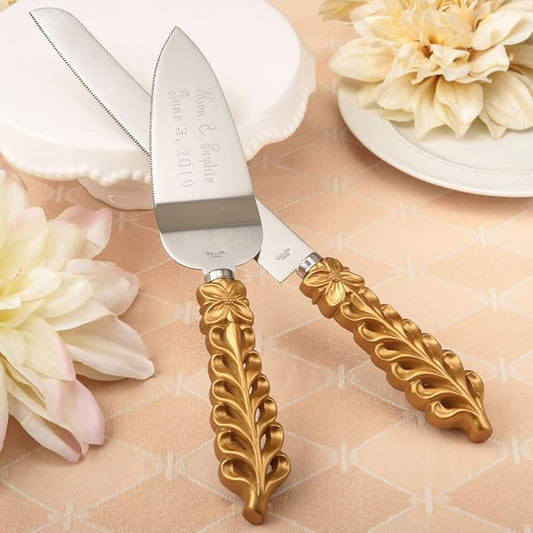 GIFTS INFINITY Personalized Wedding Cake Knife and Server Set with Engraving – Cake Cutting Utensil Set, Keepsake Gift for Wedding, Anniversary, Reception, Birthday & Other Occasions (2528)