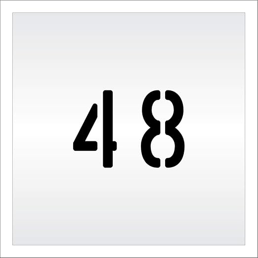 Pavement, Curb, and WheelStop Stencils - 4 inch Double Number Stencil - (48) - 4" x 5.5" x 1/16" (63 mil) - Light-Duty
