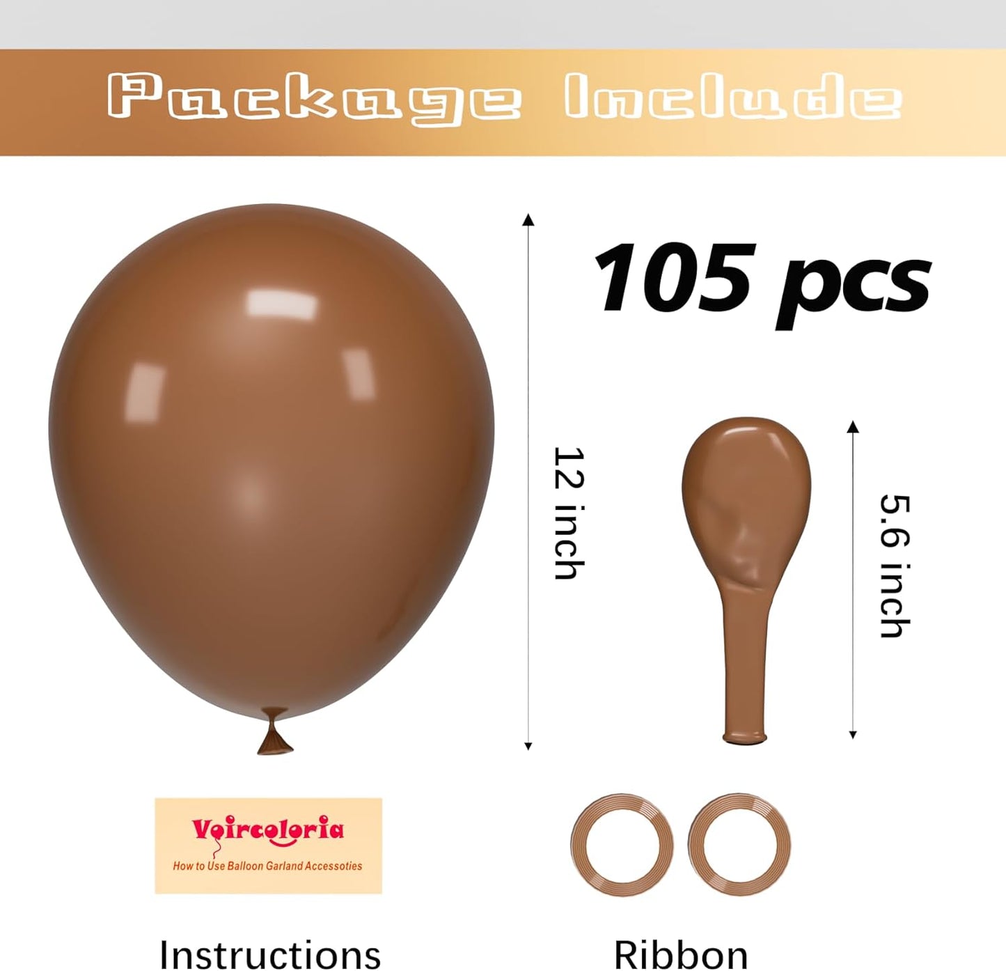 105pcs Brown Balloons 12inch Party Latex Balloons for Boys Girls Birthday Baby Shower Gender Reveal Wedding Sunflower Party Decorations