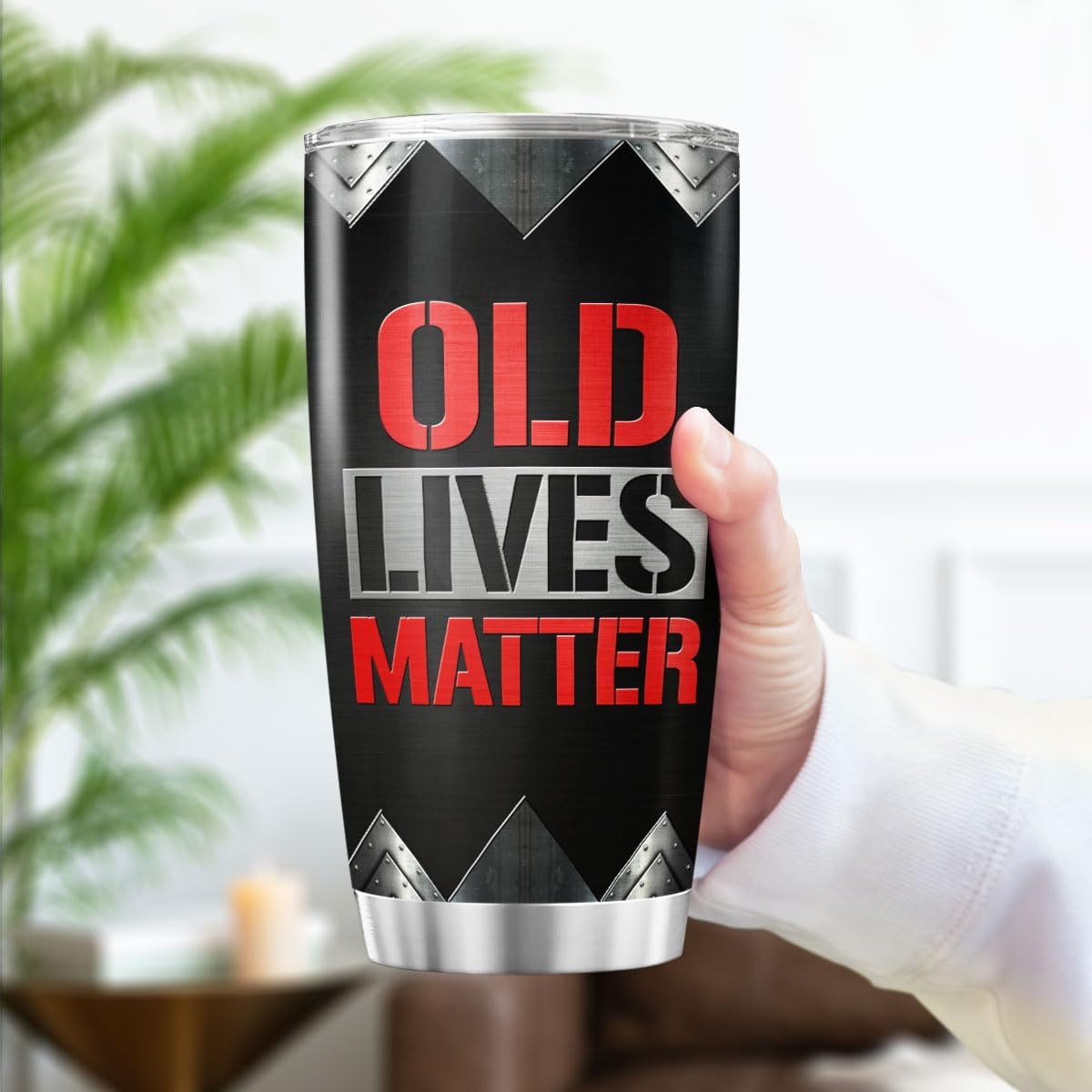 Old Lives Matter Patriotic Tumbler, Funny American Travel Cup 20oz, Stainless Steel Insulated Mug for Dad Grandpa Retirement Gift, Hot Cold Drinkware for Men