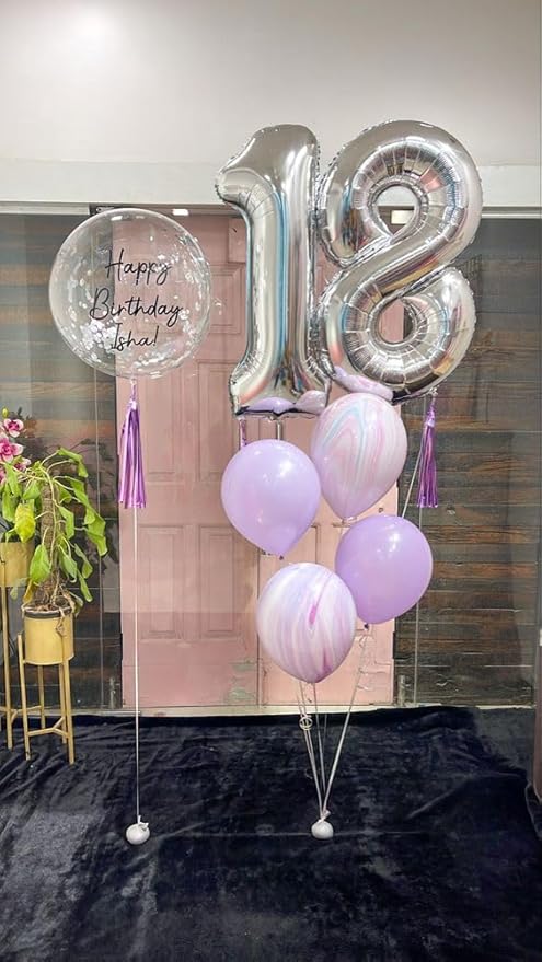 Silver Number 18 Balloon 40 inch, 18 Number Balloons, 18th Silver Birthday Decorations for Girls Boys Kids, 18 Year Old Silver Party Supplies