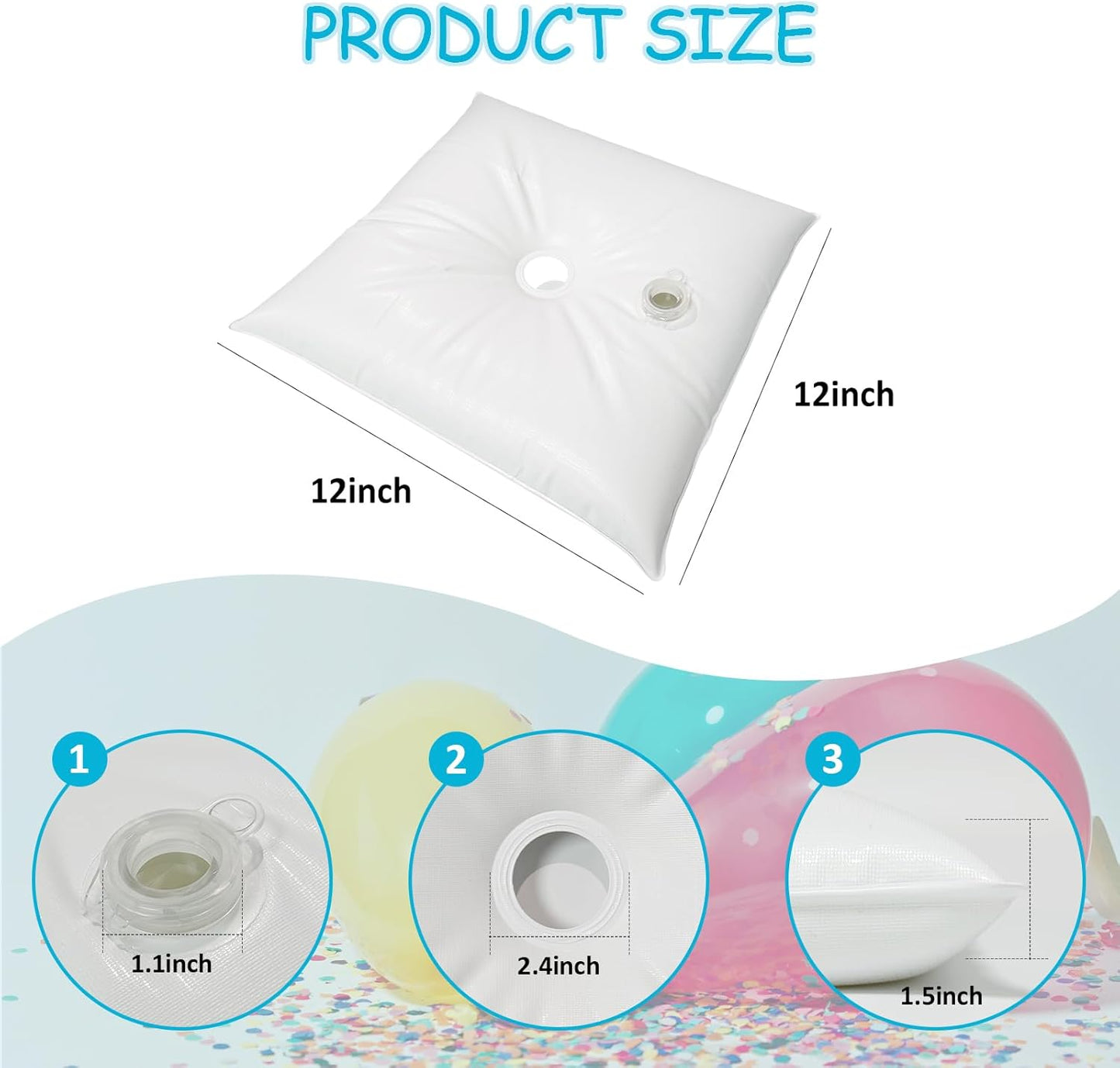Balloon Weights Pack of 2, Square Water Weight Bags for Balloon Arch and Balloon Column Stand, White Thickened Fillable Base for Party Supplies Decorations