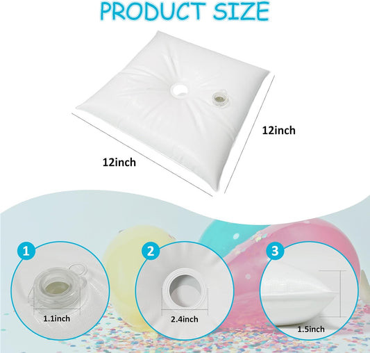 Balloon Weights Pack of 2, Square Water Weight Bags for Balloon Arch and Balloon Column Stand, White Thickened Fillable Base for Party Supplies Decorations