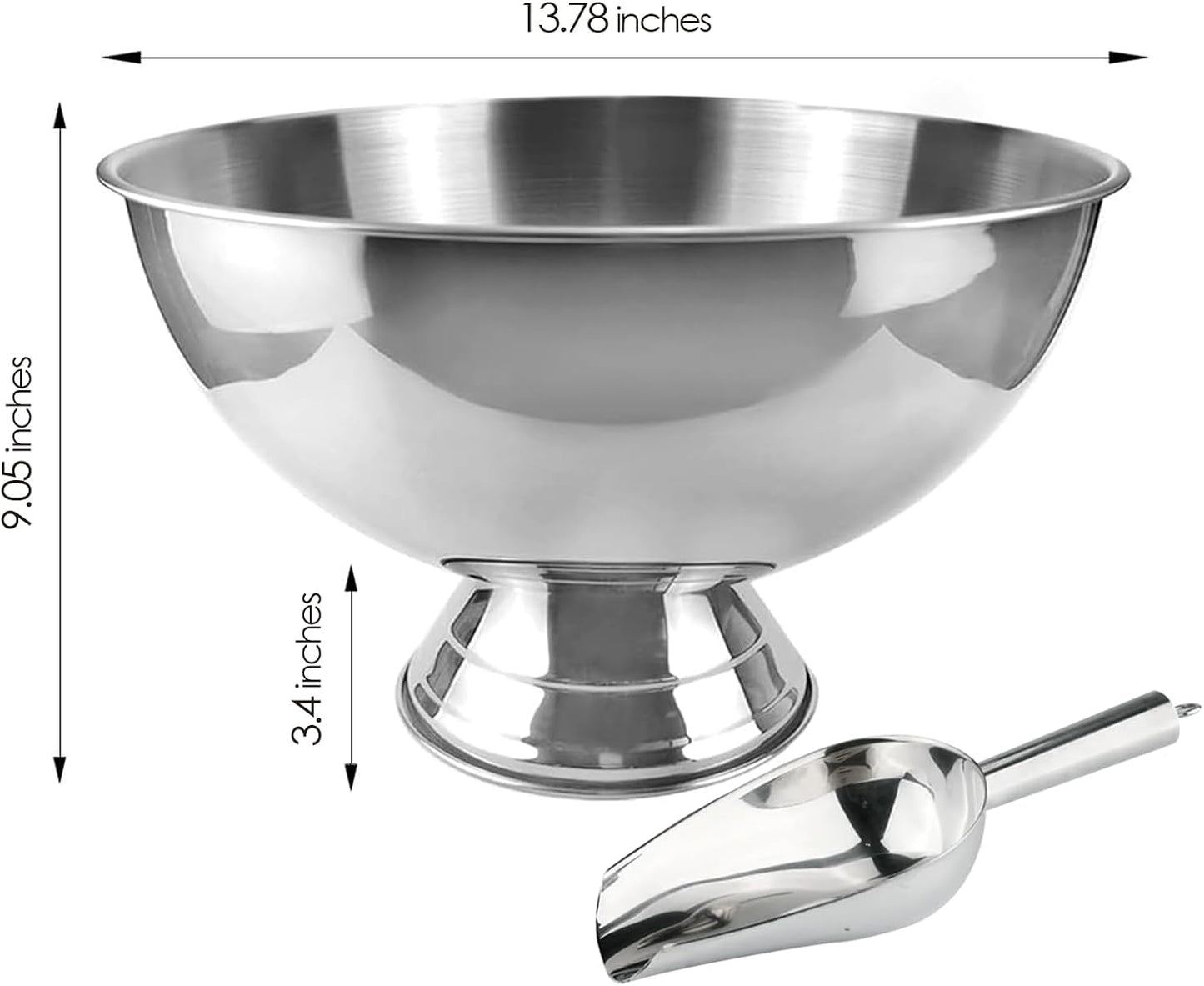 Winsterch 18/8 Stainless Steel Ice Bucket for Parties,Beverage Tub Party Bucket,Banquet Champagne Ice Bucket Big Ice Bucket for Parties,Drink Chiller for Parties, Round,8QT (2 Gallon)