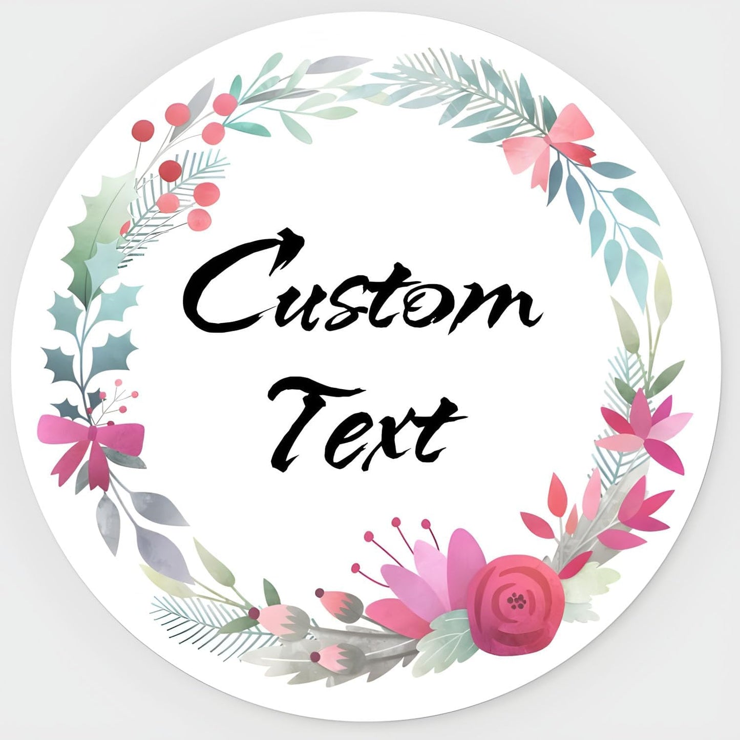 Custom Stickers for Weddings, Birthdays & Businesses - Personalized Labels with Your Logo - Waterproof, Fade and Heat Resistant - Pack of 100-1000 (Wreath U, 1.5 Inch)