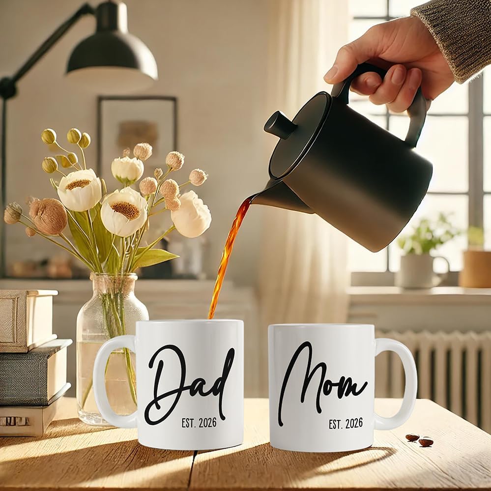 Breezy Valley New Parents Gifts for Couples, Mom Dad Coffee Mugs Est 2026 Cup - First Time Expecting Parents Mom Dad to Be Gifts, Pregnancy Announcement, Baby Shower Gender Reveal Gift for Mommy to Be