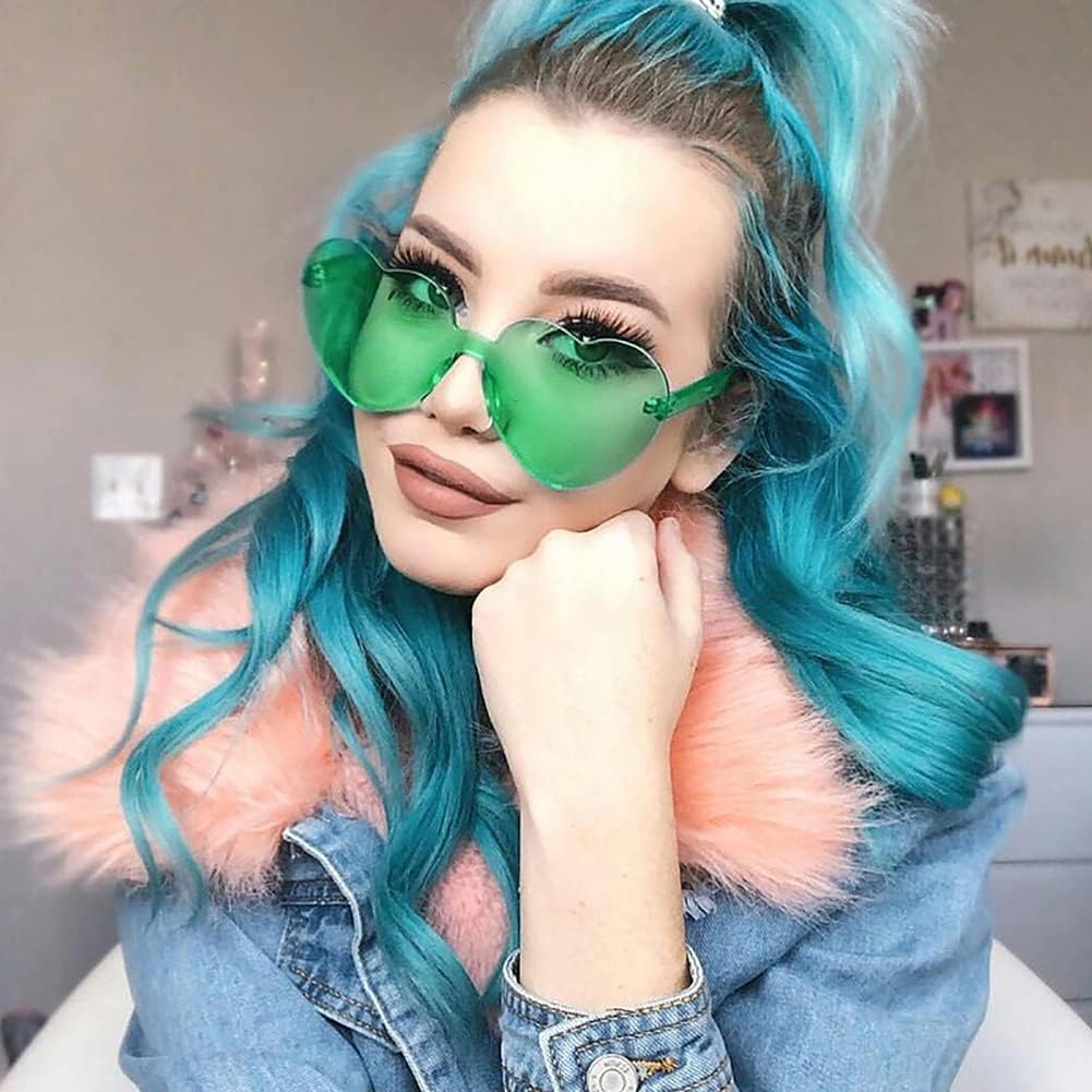 10/20 Pack Star/Heart Shape/Round/Butterfly/Cat Eye/Rectangle/Fire Rimless Tinted Party Sunglasses Color Glasses