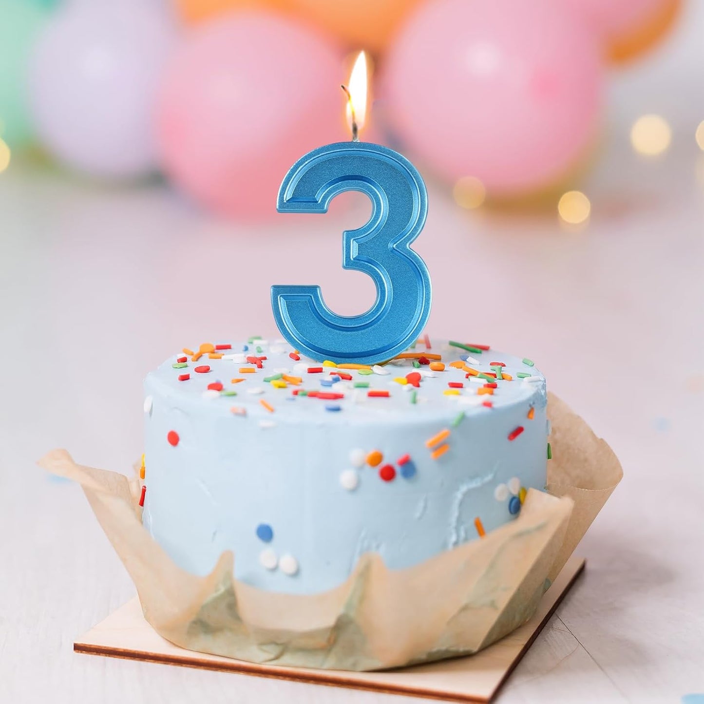 BEAN LIEVE Blue Birthday Candles Number 3, Blue Number Candles, Cake Number Candles for Birthday Parties and Wedding Anniversary Celebrations