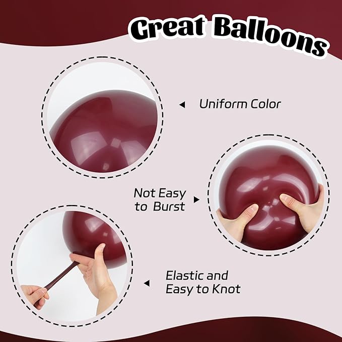 60pcs Burgundy and Gold Balloons 12inch, Maroon and Gold Balloons with Metallic Gold Confetti Balloons for Graduation Birthday Bridal Shower Party Decorations