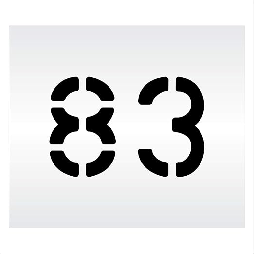 Pavement, Curb, and WheelStop Stencils - 6 inch Double Number Stencil - (83) - 6" x 9" x 1/8" (128 mil) - Pro-Grade