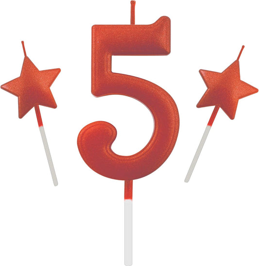 2.75in Number 5 Birthday Candles, Glitter Happy Birthday Cake Cupcake Toppers Decoration for Adults/Kids Party Baking