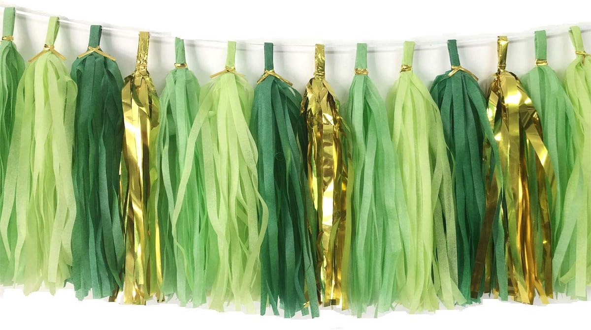 20PCS Green Paper Tassels Garland Banner Table Decor Party Tassels Banner Wedding Birthday Baby Shower Nursery Party Decorations Supplies
