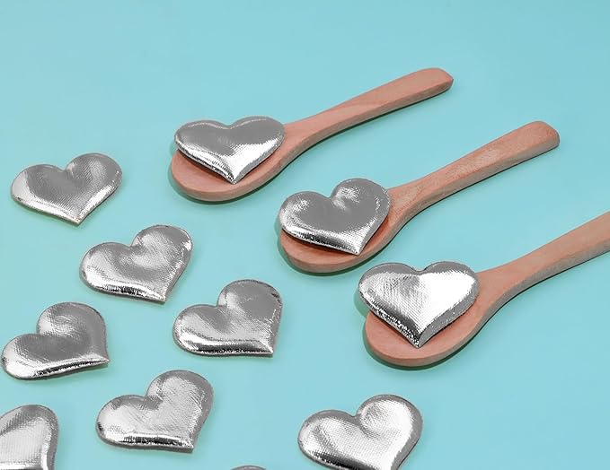 ONLYKXY 200Pcs 3.5cm Big Sponge Confetti Decor Glitter Flower Heart Shape Petals Table Decoration for Wedding Party Valentine's Day Scatter Ponge Petal Confetti (Silver)